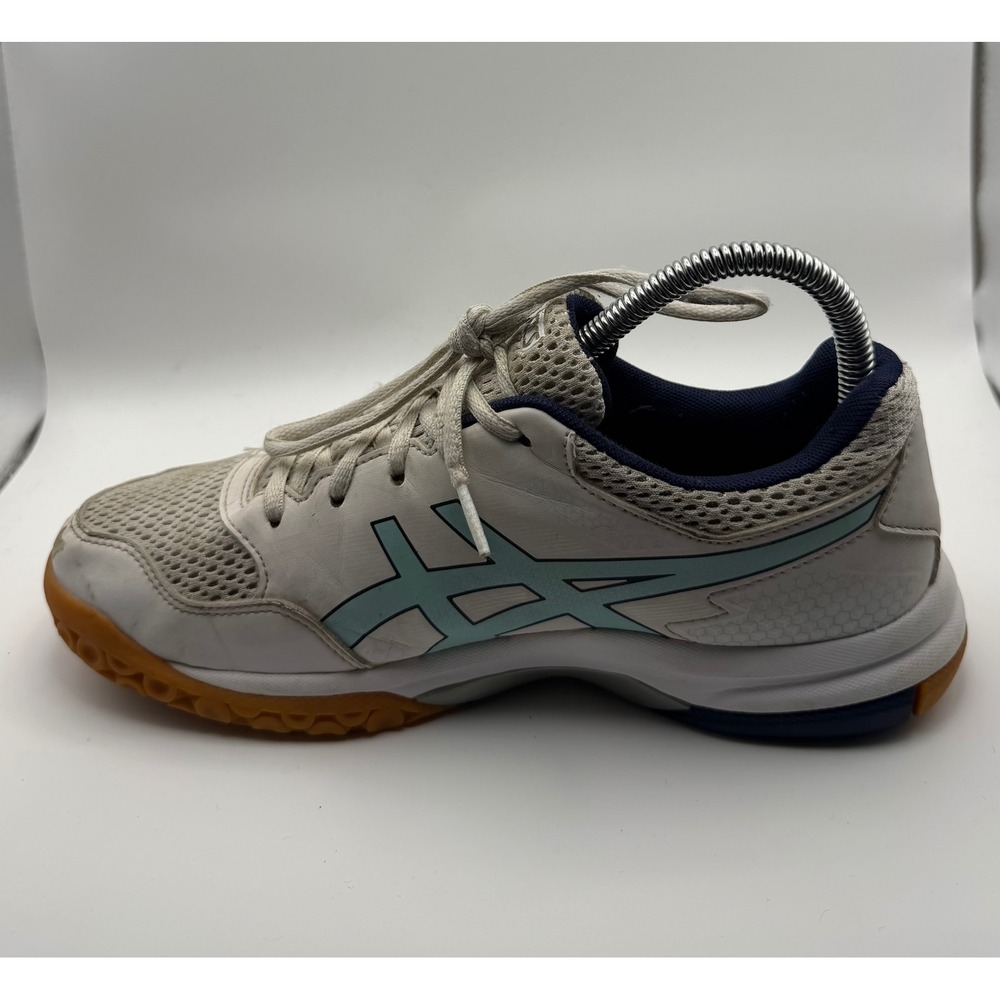 Asics Gel-Rocket Volleyball Shoes Women 7 White Light Blue Good B756Y Gum Sole